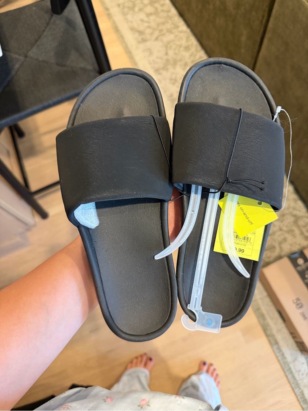 Black Slide Sandals for Women